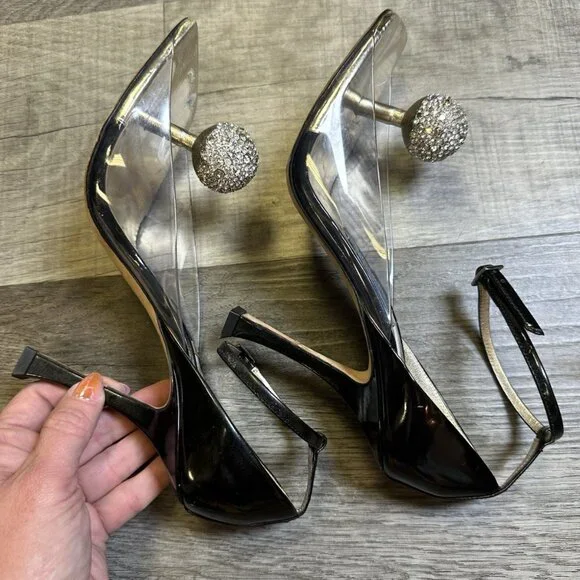 Jimmy Choo x Mugler Crystal Ball Ankle Strap Heels – Clear PVC / Rhinestone - Picture 5 of 9
